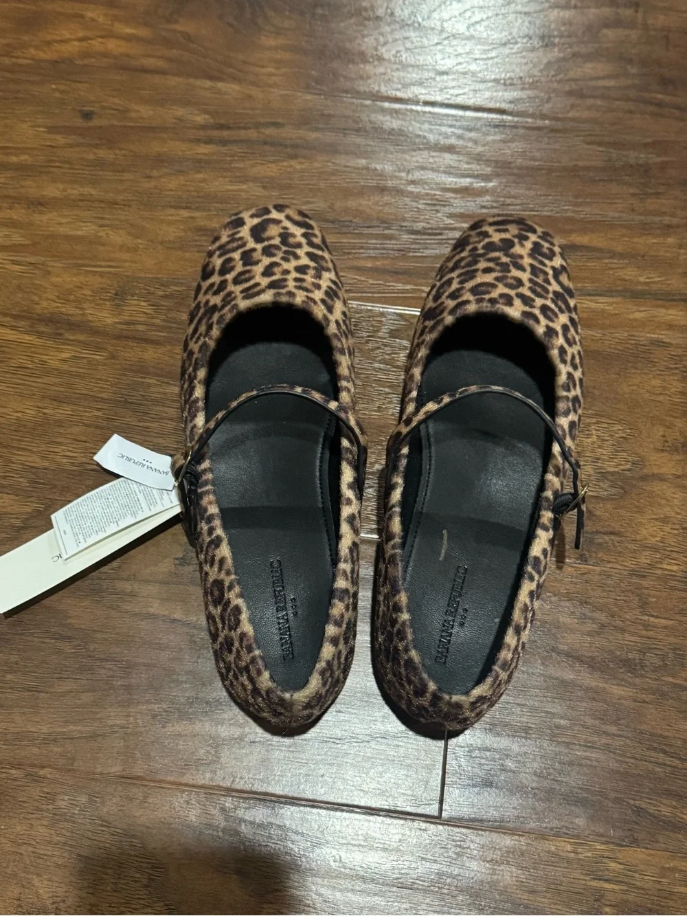 Banana Republic Leopard Print Mary Jane Flats - Tan and Black